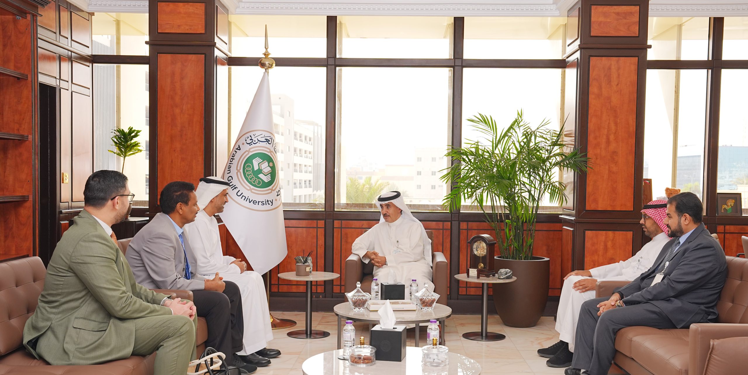 A delegation from Shaikh Shakhbout Medical City explores opportunities for academic, educational, and research cooperation with Arabian Gulf University